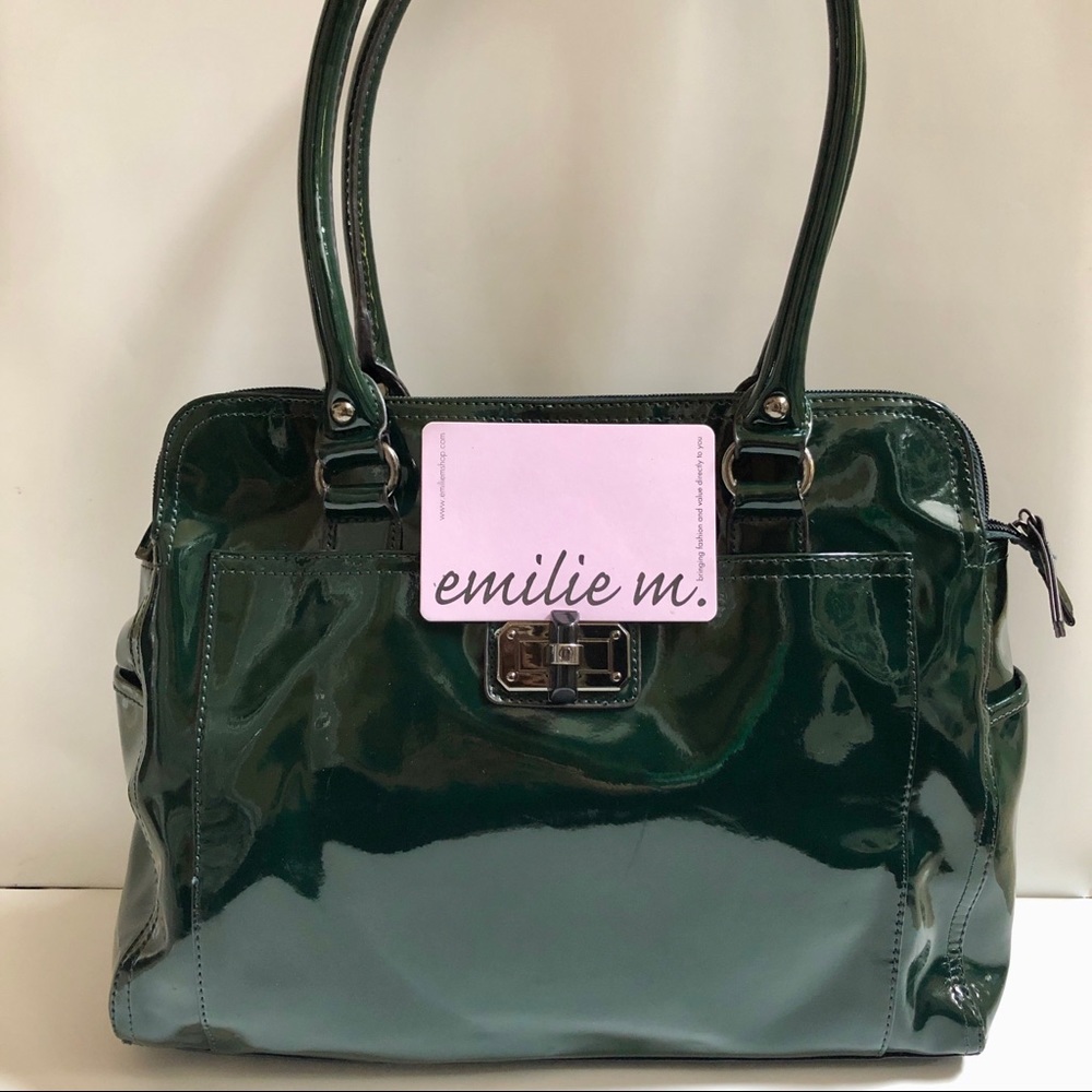 💚Green Emilie M. Patent-like Large Handbag Tote